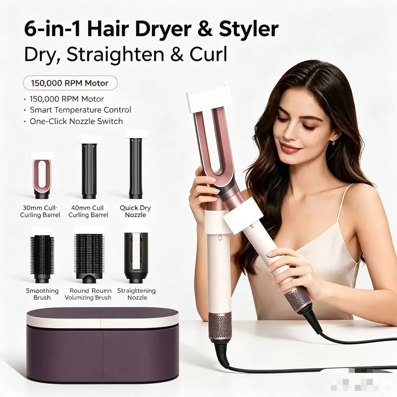 Foldable Travel Hair Dryer Brushless - 2026 HS09 Профессиональный многофункциональный фен-щетка для