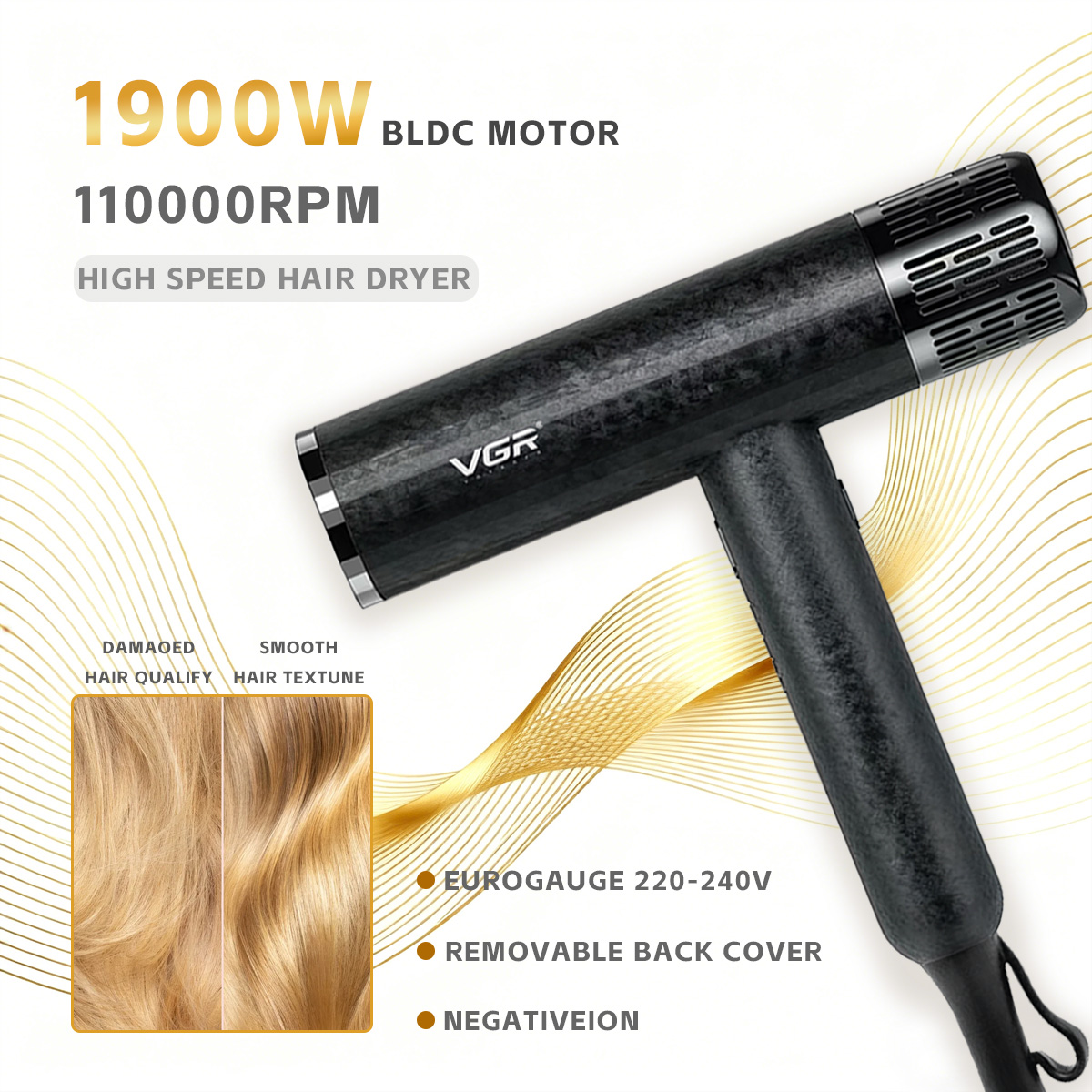 VGR фен стайлер фен для волос  – обзор и цена Hair Blow Dryer Low Noise Powerful