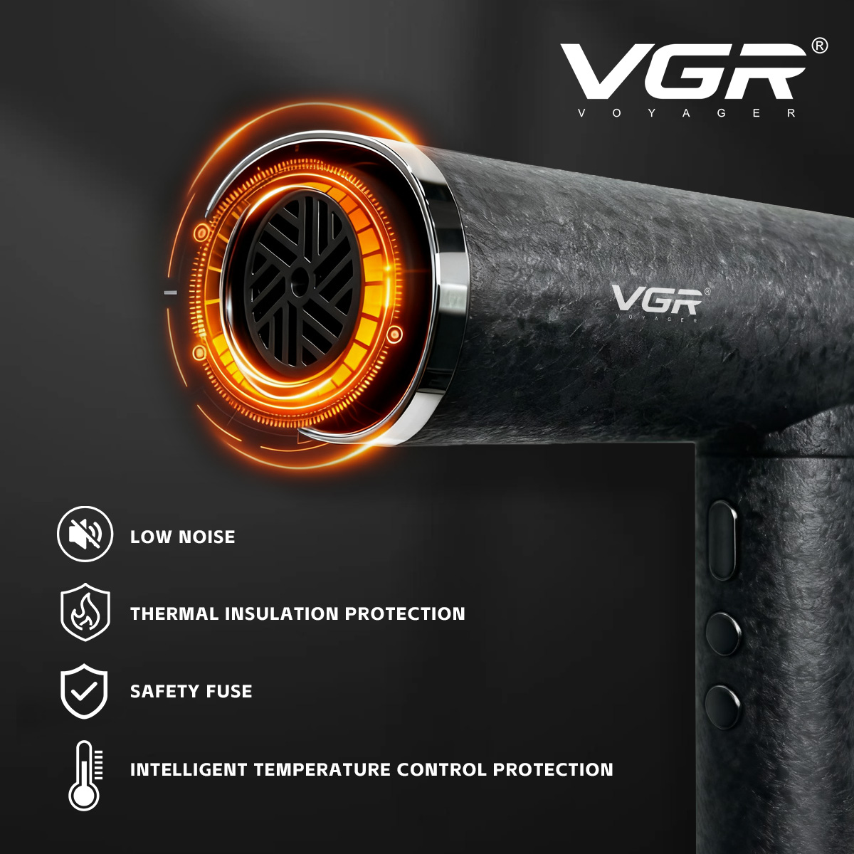 VGR фен стайлер фен для волос  – обзор и цена Hair Blow Dryer Low Noise Powerful