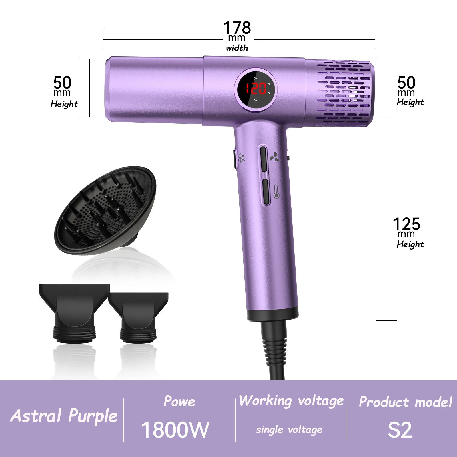 Высокоскоростной фен с ЖК-дисп – обзор и цена High Speed Hair Dryer Brushless 110000Rpm